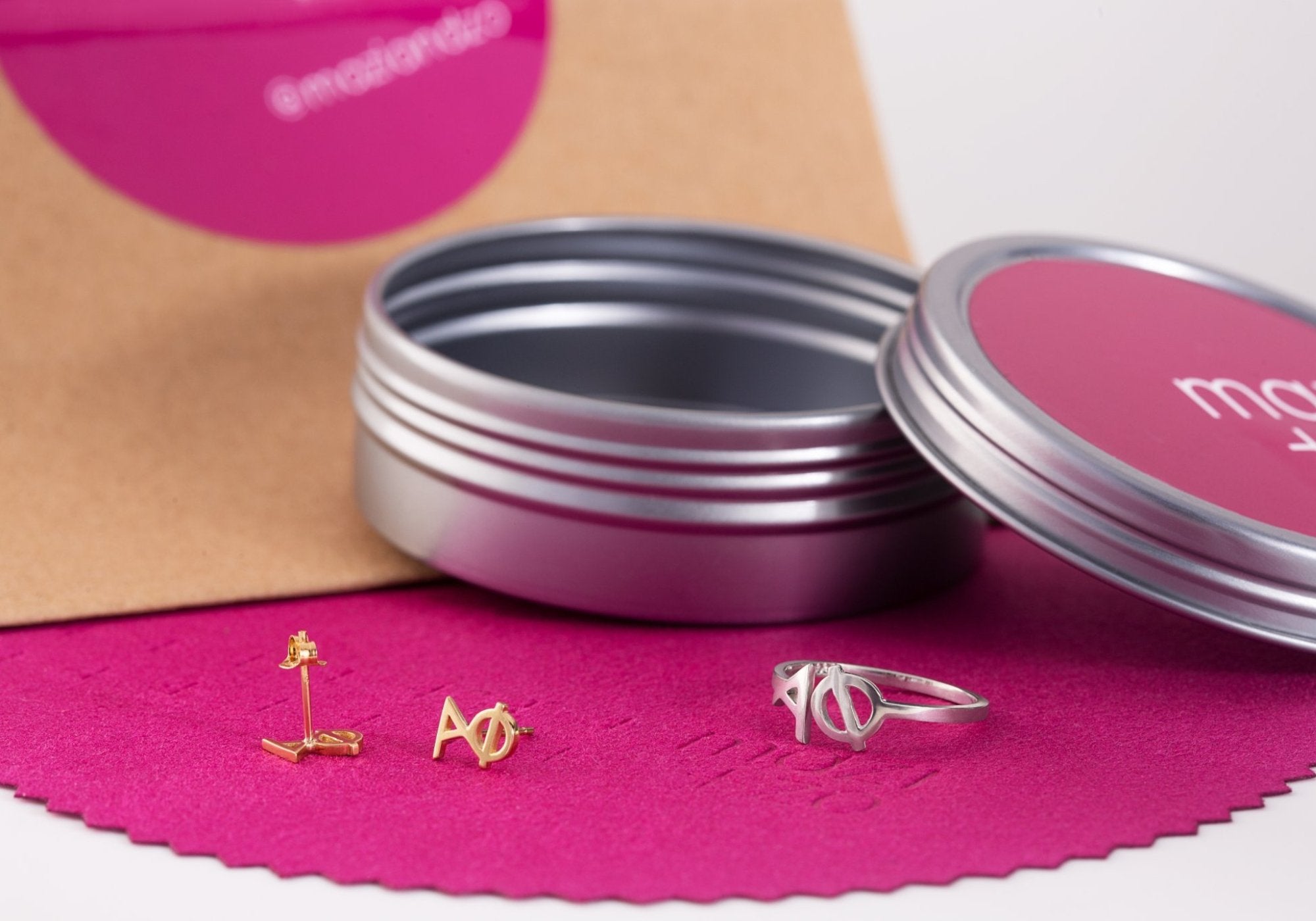 Alpha Phi Earrings and Ring | mazi + zo sorority jewelry