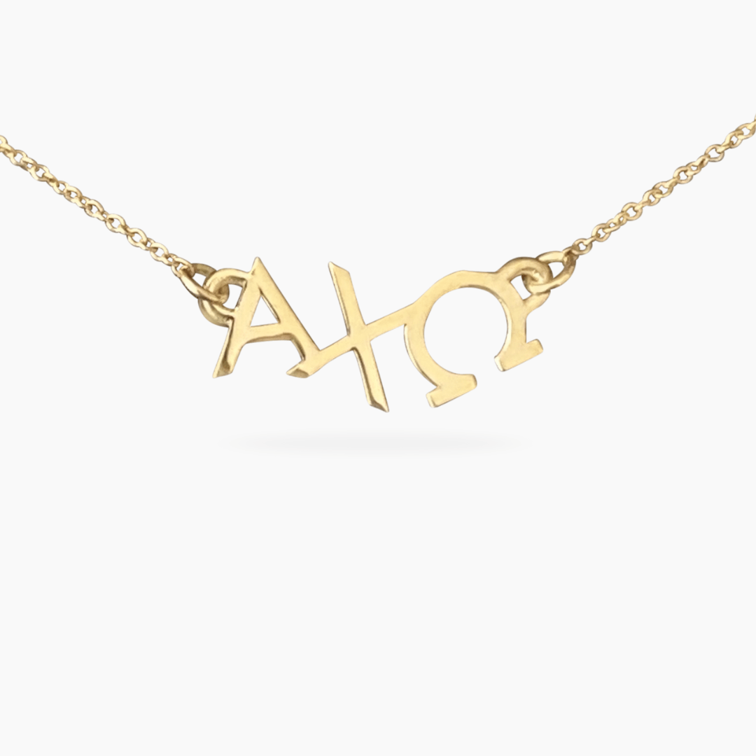 14k Gold Alpha Chi Omega (AXO) Necklace | mazi + zo sorority jewelry