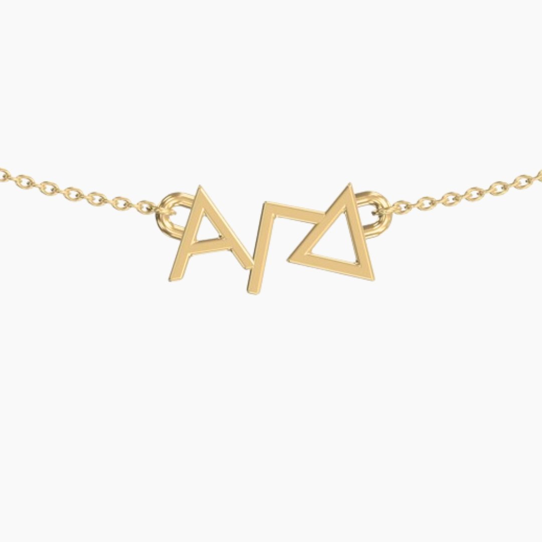 14k Gold Alpha Gamma Delta Necklace | mazi + zo sorority jewelry