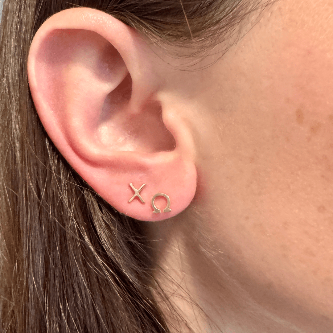 14k Golf Chi Omega Earrings | mazi + zo sorority jewelry