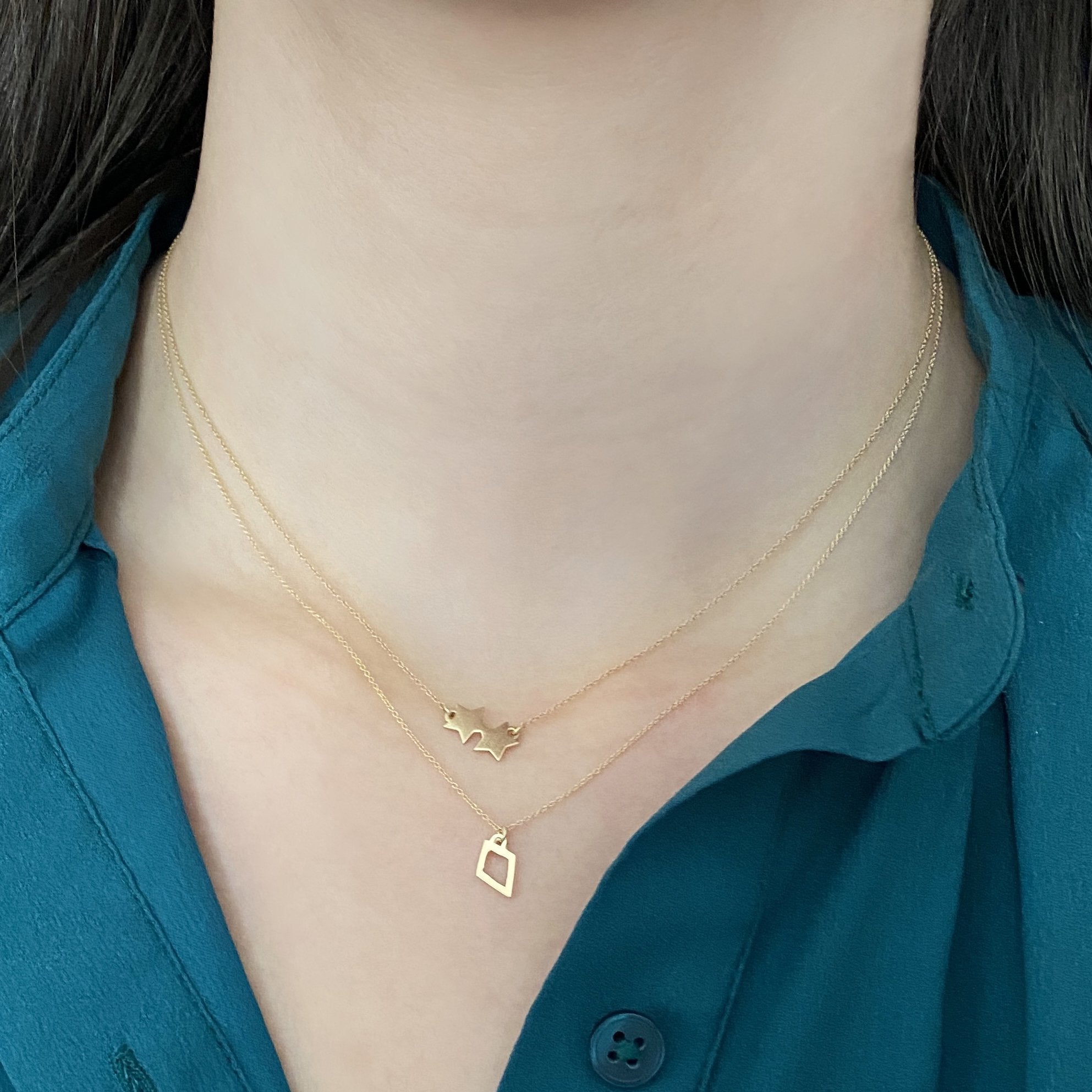 14k Gold Kappa Alpha Theta Twin Star Necklace | mazi + zo sorority jewelry