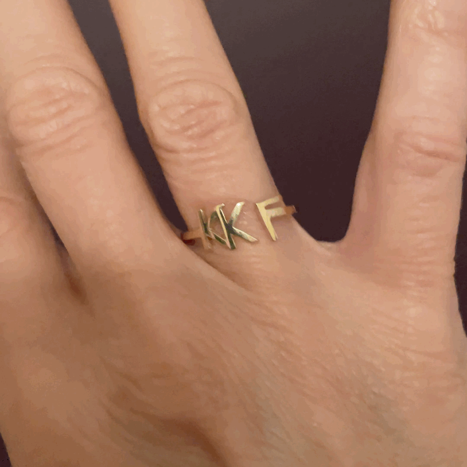 Solid 14k Gold Kappa Kappa Gamma ring | mazi + zo sorority jewelry