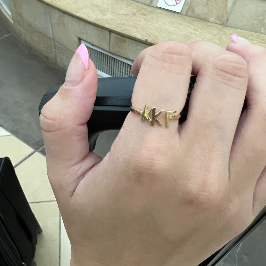 Solid 14k Gold Kappa Kappa Gamma ring | mazi + zo sorority jewelry