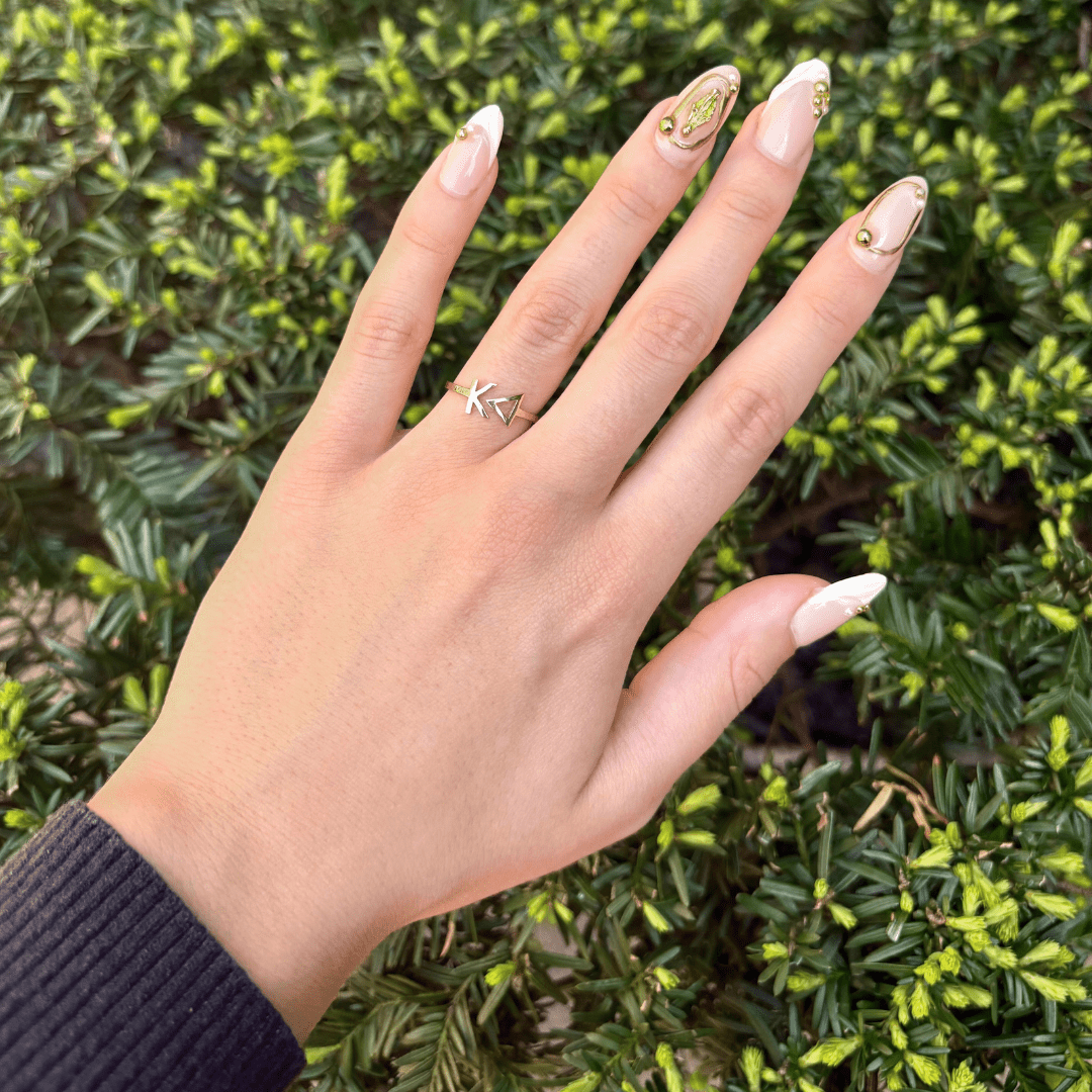 14k Gold Kappa Delta (KD) ring | mazi + zo sorority jewelry