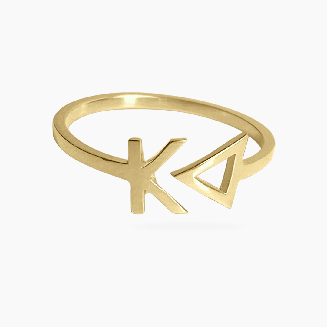 14k Gold Kappa Delta (KD) ring | mazi + zo sorority jewelry