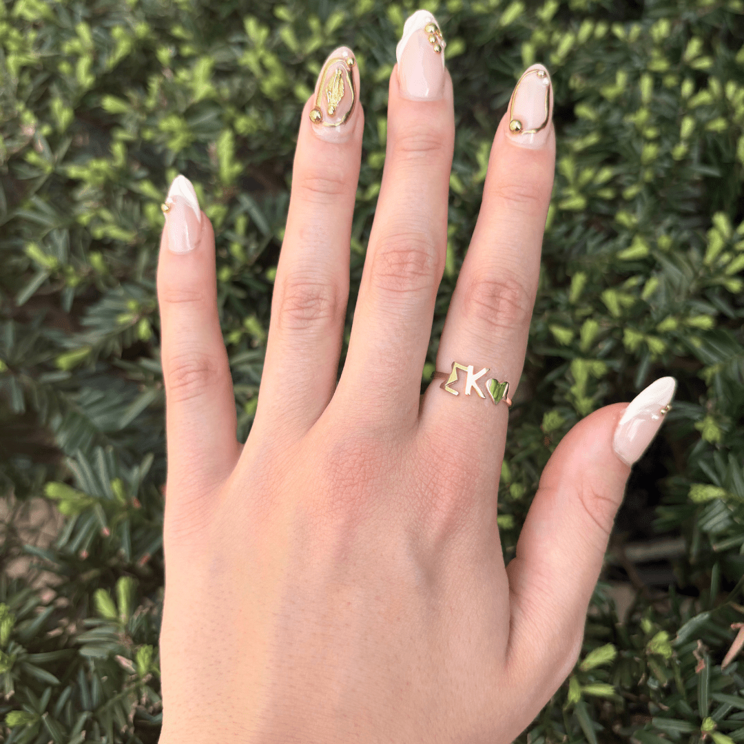14k Gold Sigma Kappa (SigKap) ring | mazi + zo sorority jewelry