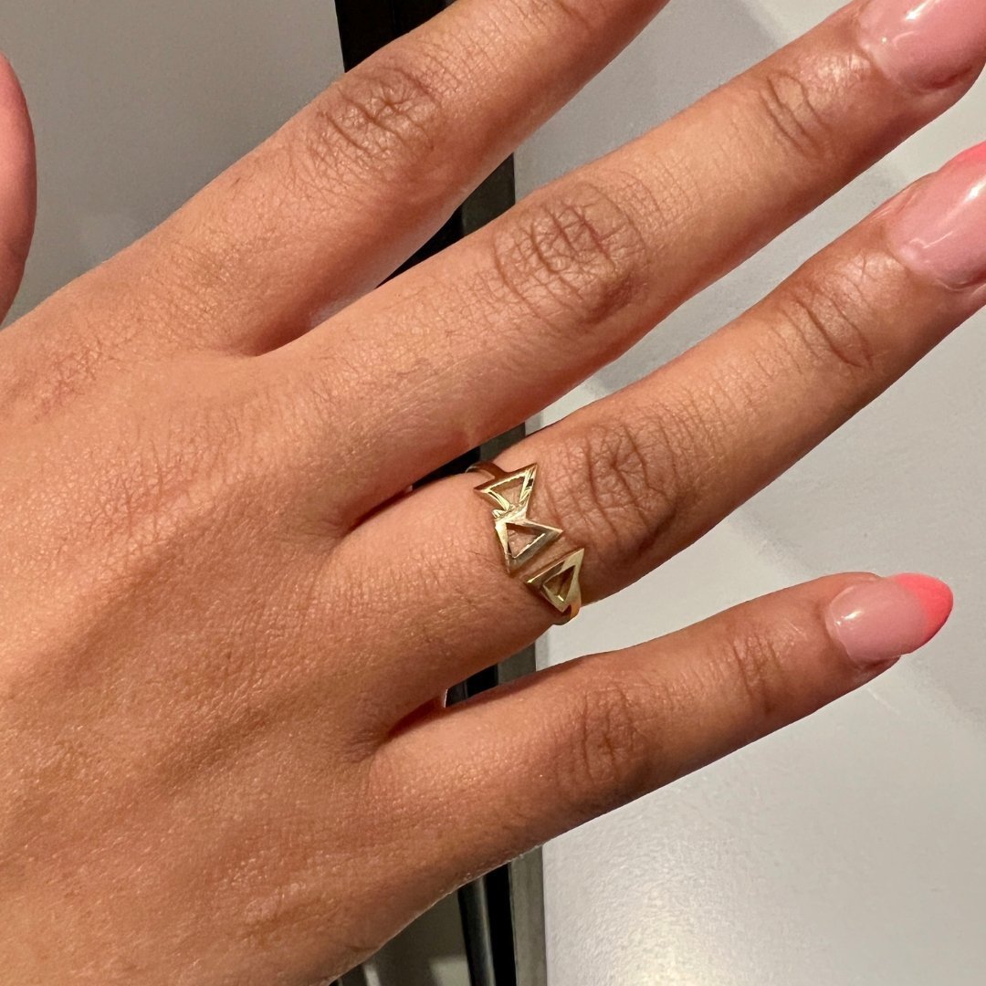 14k Gold Tri Delta ring by mazi + zo