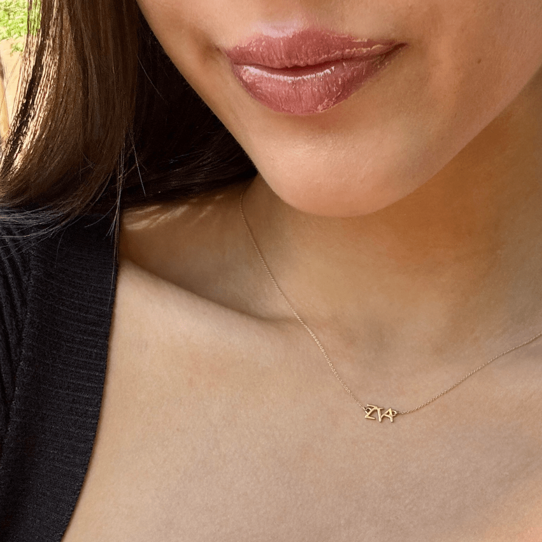 14k Gold Zeta Tau Alpha necklace | mazi + zo sorority jewelry