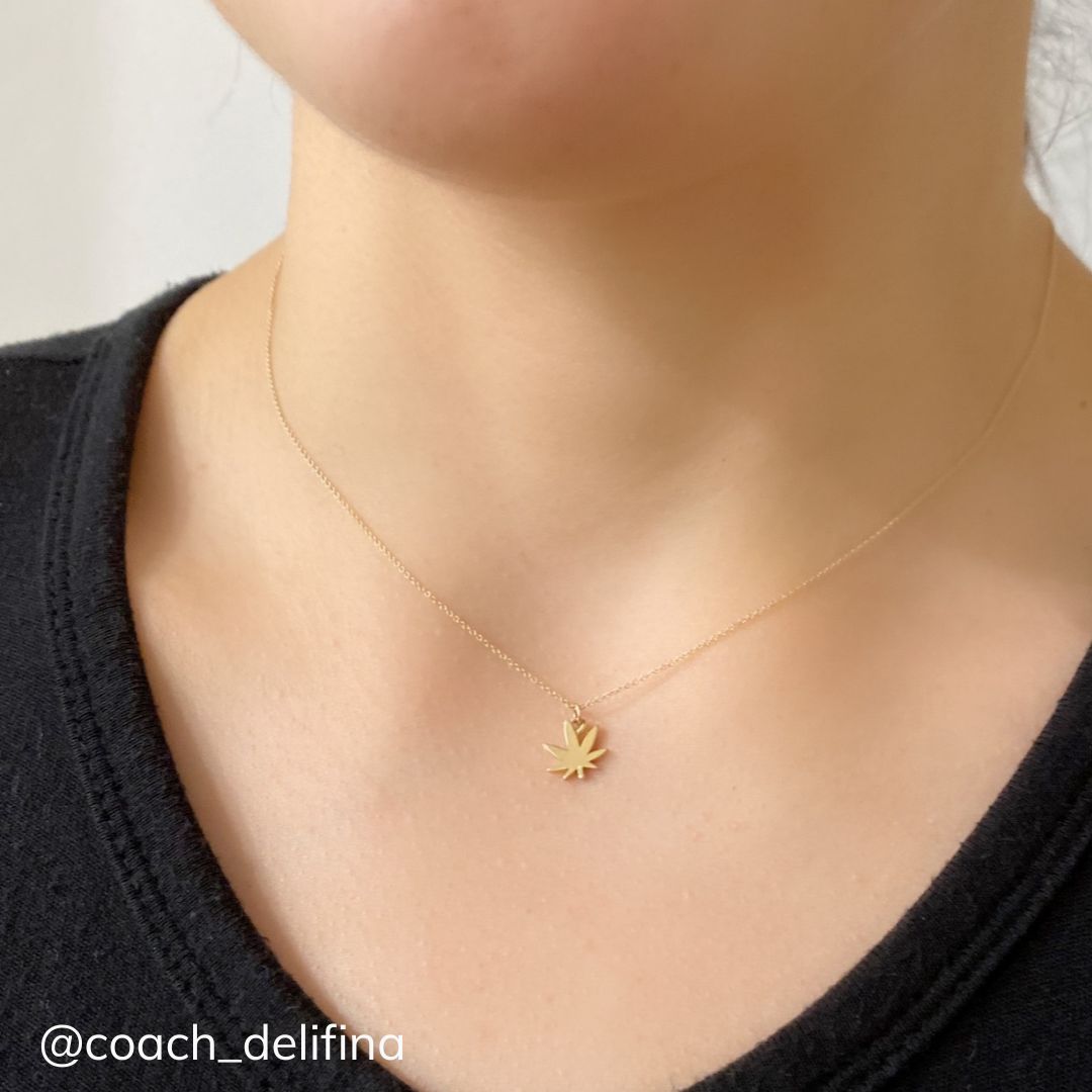 14k Gold Pot Leaf Necklace | Weed Necklace | 420 Necklace | mazi + zo