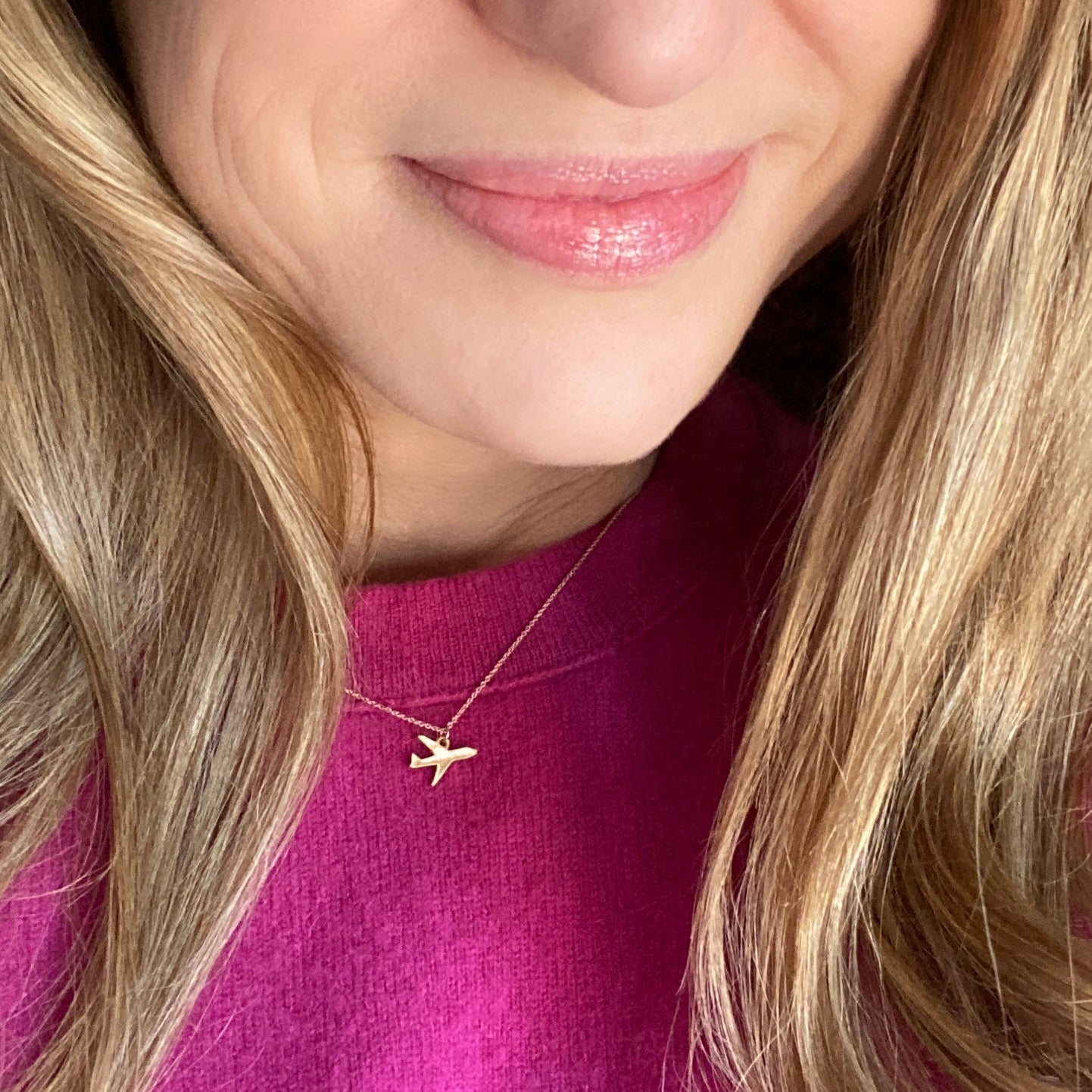 14k Gold Airplane Necklace | mazi + zo