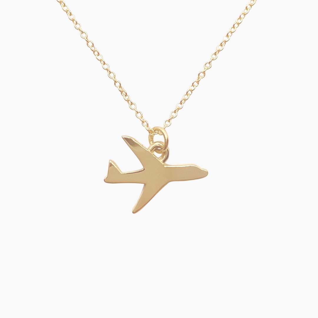 14k Gold Airplane Necklace | mazi + zo