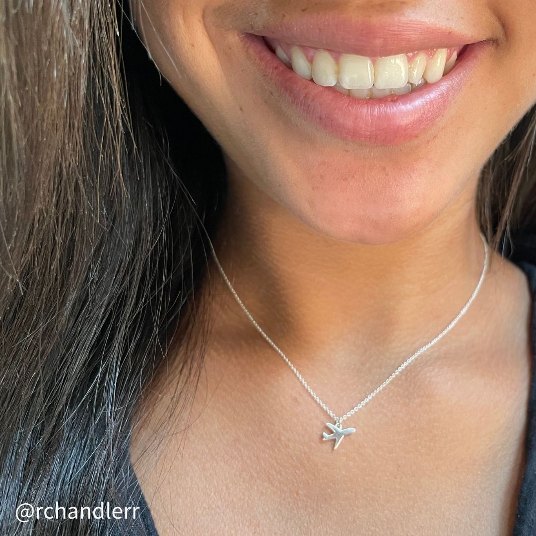 Sterling Silver Airplane Necklace | mazi + zo