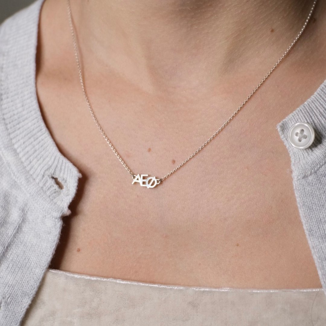 Sterling Silver Alpha Epsilon Phi Necklace | mazi + zo sorority jewelry