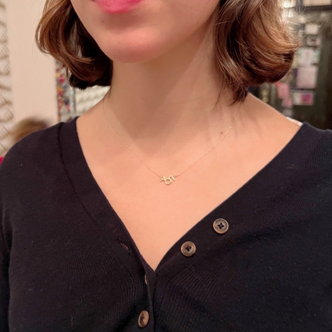 14k Gold Alpha Omicron Pi Necklace | mazi + zo sorority jewelry
