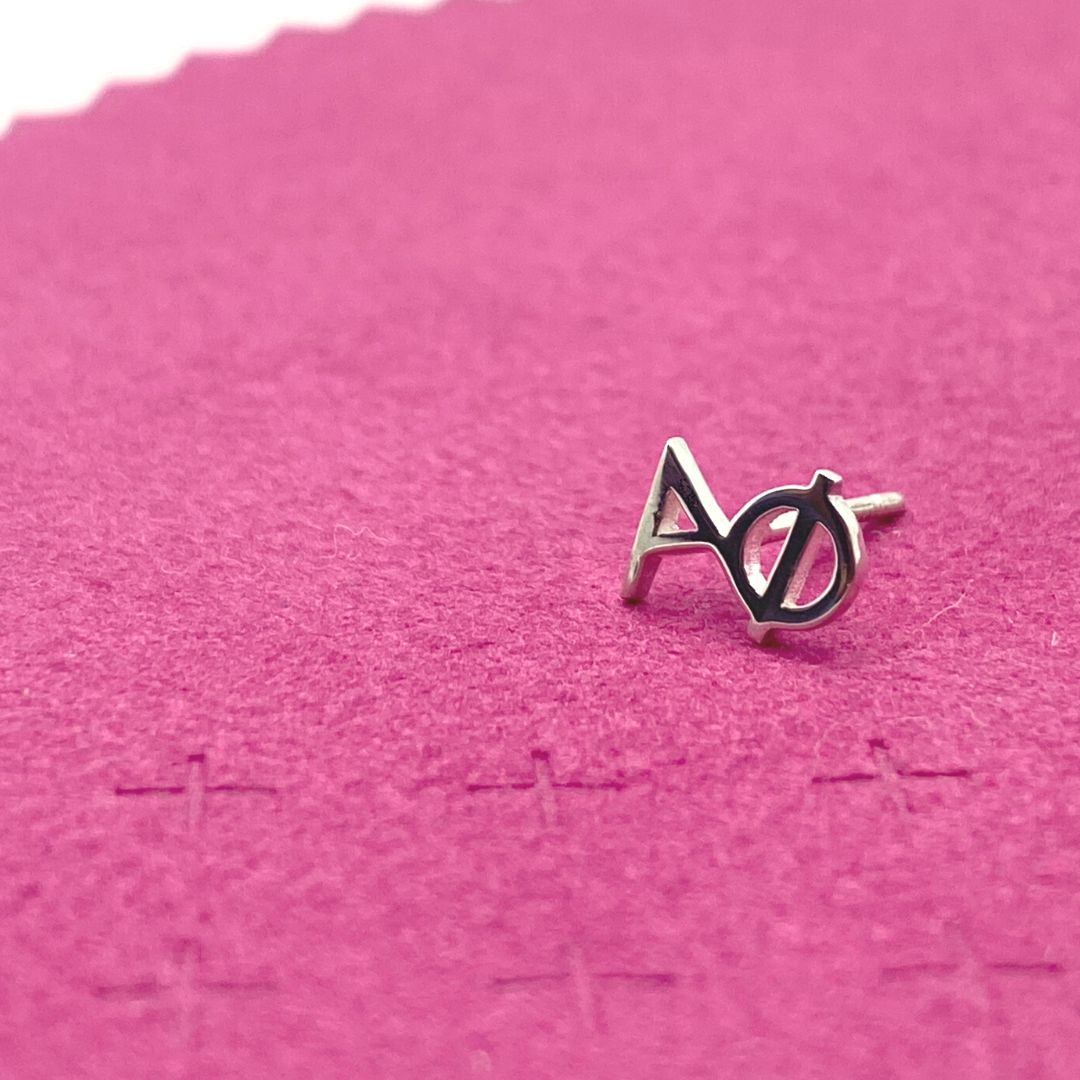 Silver Alpha Phi earrings by mazi + zo