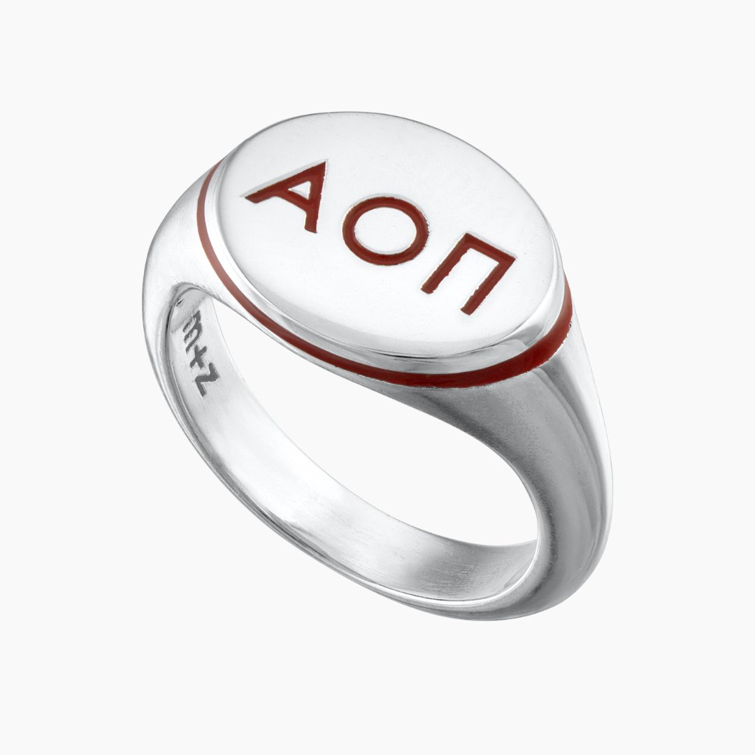 Alpha Omicron Pi Signet Ring - Cardinal Red | mazi + zo sorority jewelry