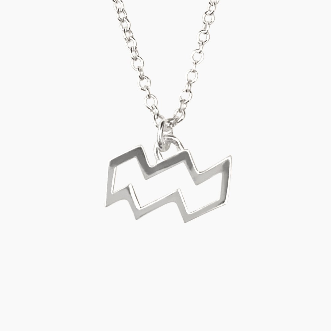 Silver Aquarius Sign Necklace | Zodiac Necklaces | Horoscope Jewelry | mazi + zo