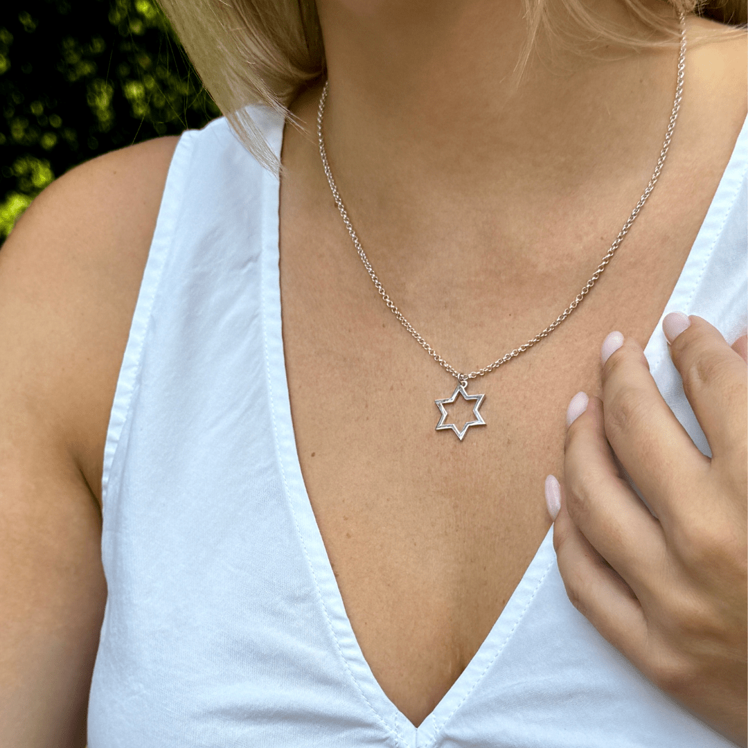 Sterling Silver Star of David Necklace for men and women | Judaica jewelry | mazi + zo