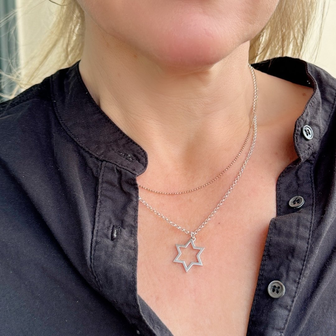 Sterling Silver Star of David Necklace for men and women | Judaica jewelry | mazi + zo