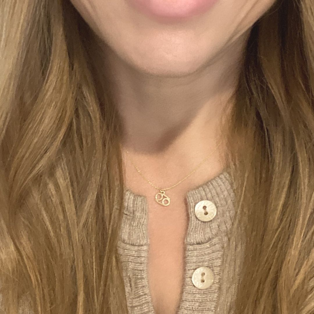 14k Gold Cancer Sign Necklace | Zodiac Necklace | Horoscope Jewelry | mazi + zo