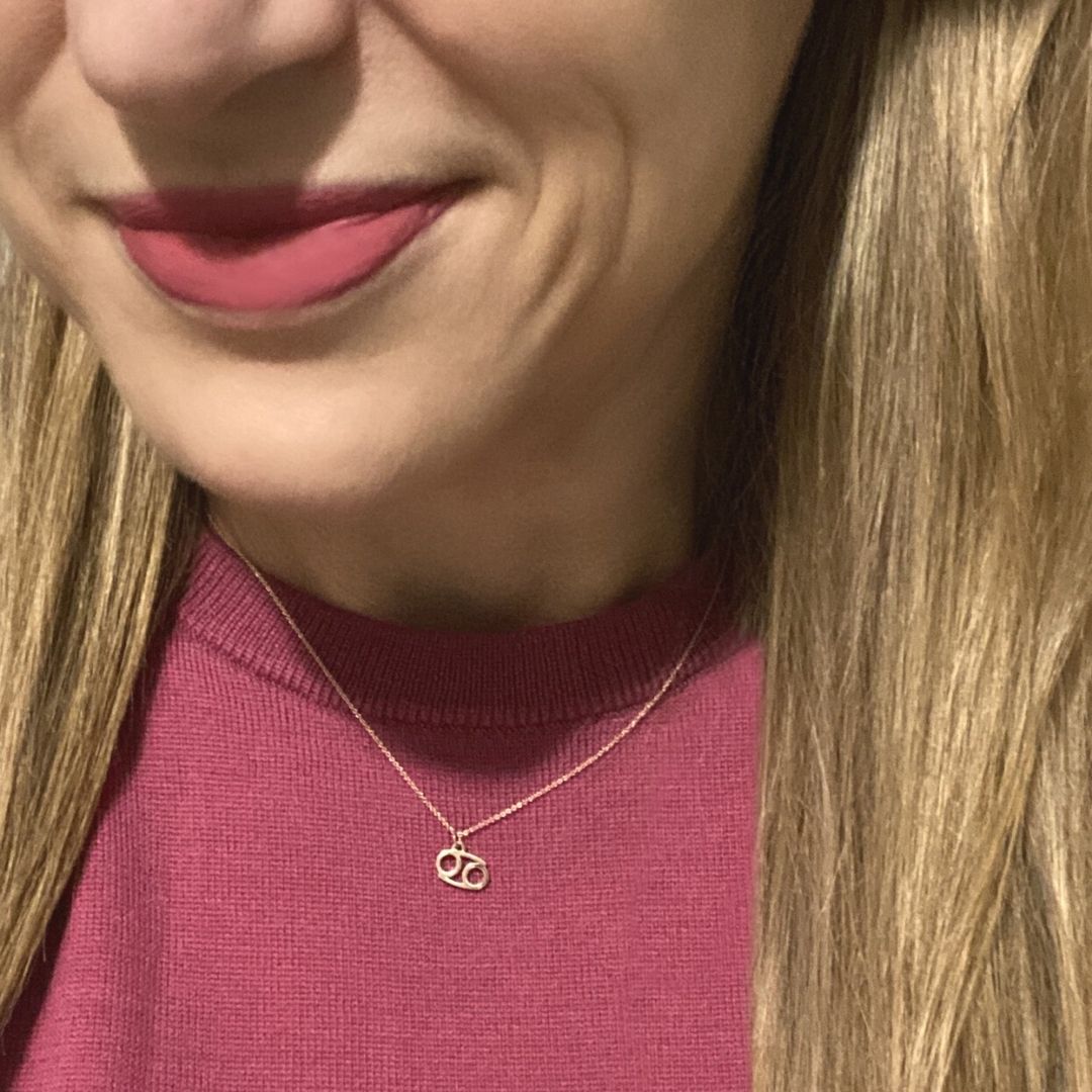 14k Gold Cancer Sign Necklace | Zodiac Necklace | Horoscope Jewelry | mazi + zo