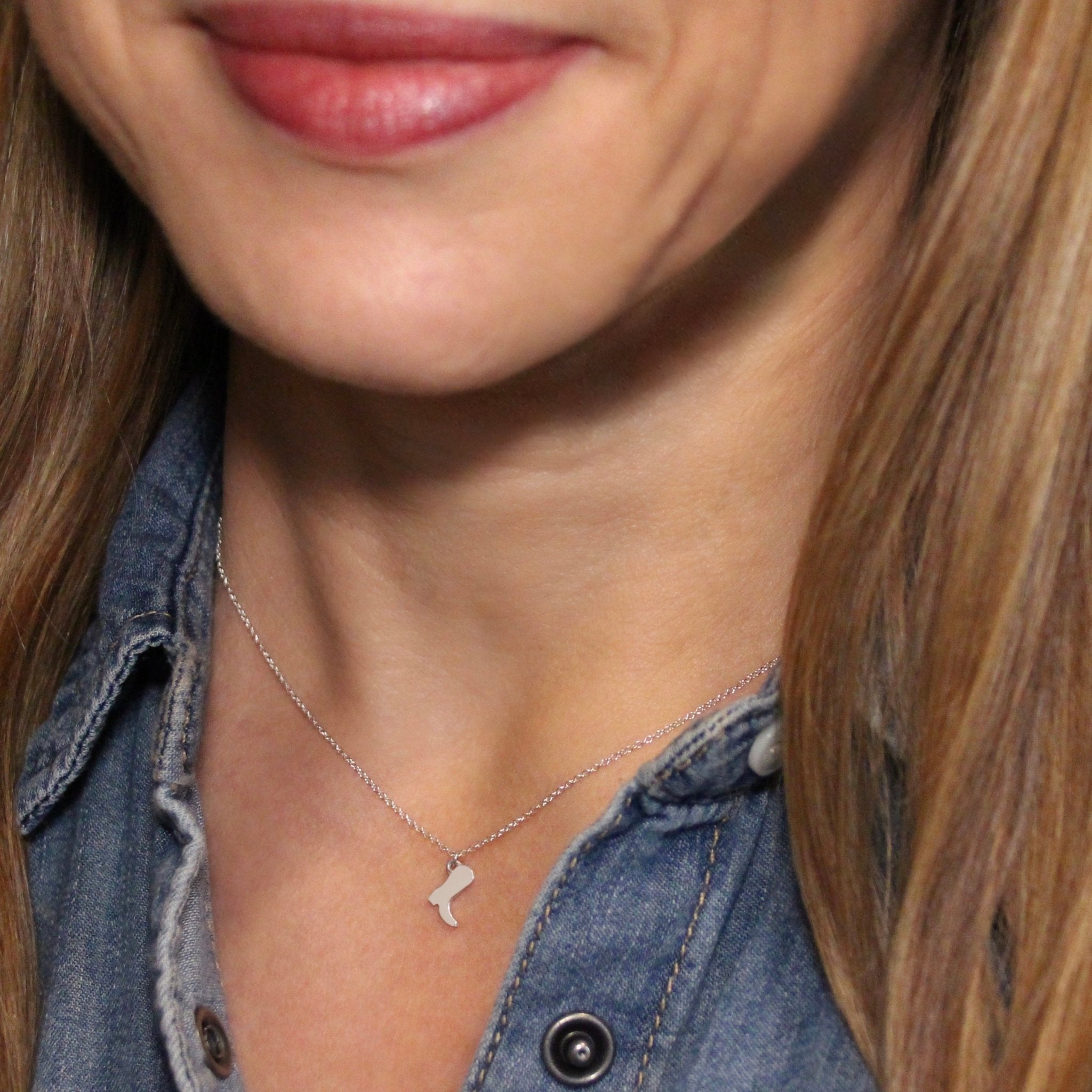 Sterling Silver Cowboy Boot Necklace | mazi + zo