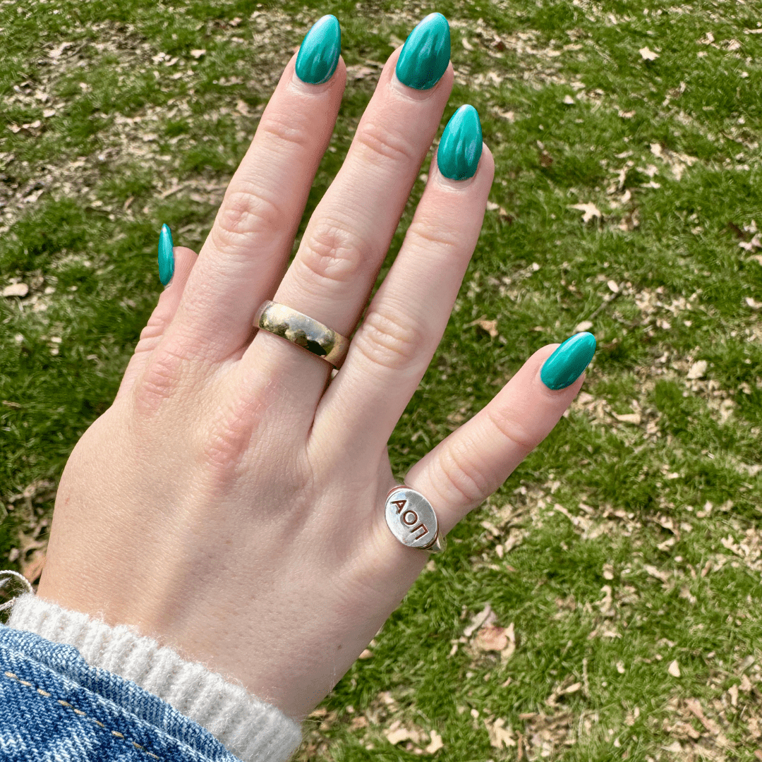 Alpha Omicron Pi Signet Ring - Cardinal Red | mazi + zo sorority jewelry