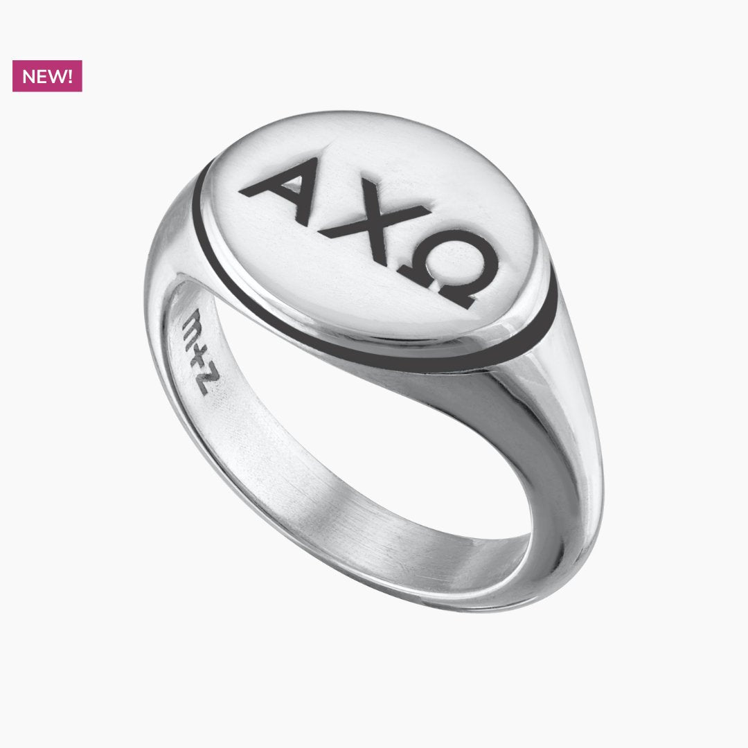 Alpha Chi Omega Signet Ring in Ebony Black | mazi + zo sorority jewelry