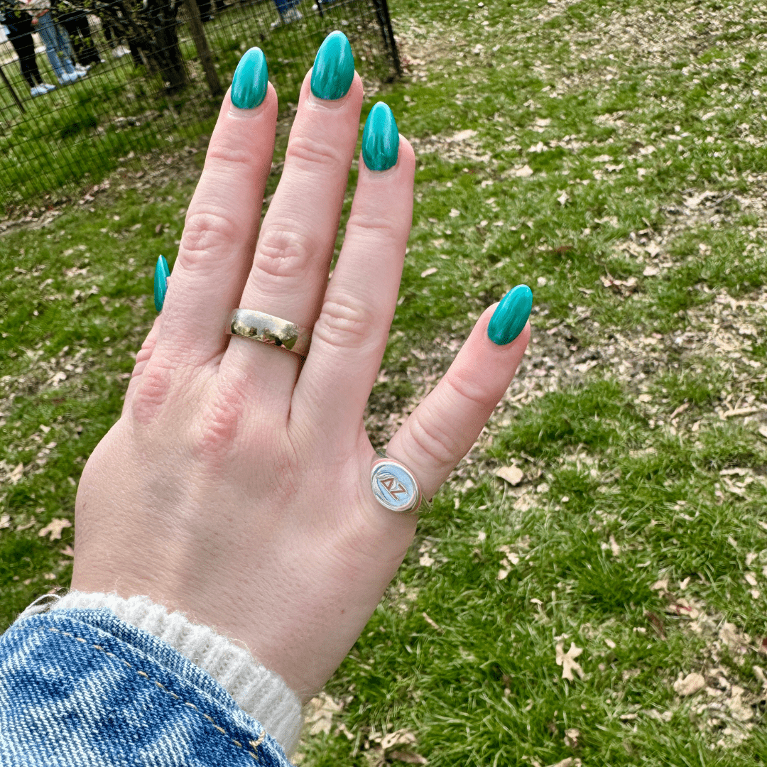 Delta Zeta Signet Ring in DZ Pink | mazi + zo sorority jewelry