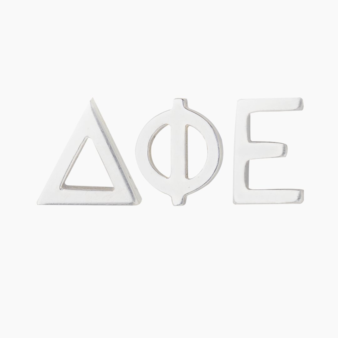 Silver Delta Phi Epsilon (DPhiE) Earrings | mazi + zo licensed sorority jewelry