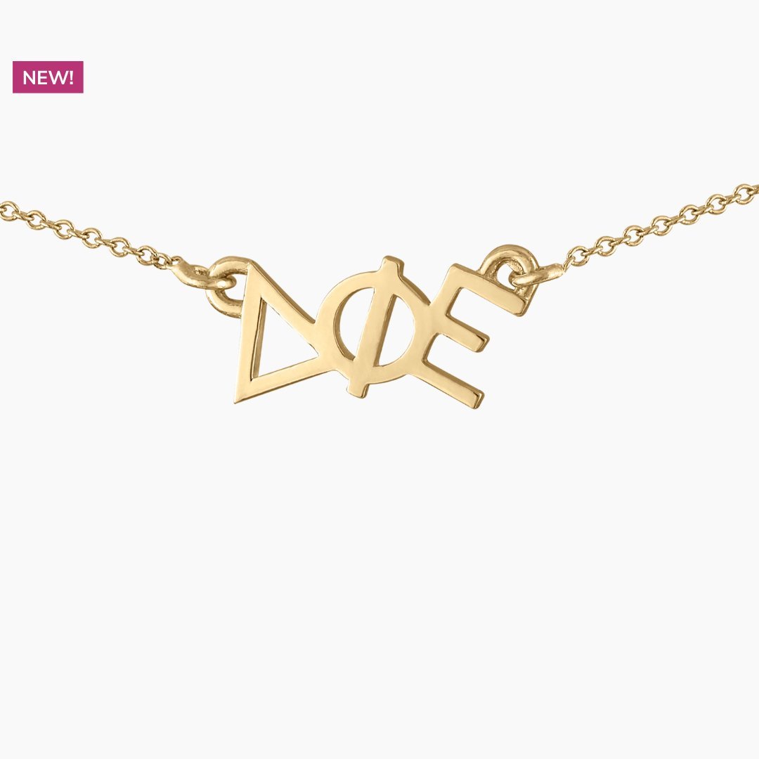 14k Gold Delta Phi Epsilon Necklace | DPhiE | mazi + zo sorority jewelry