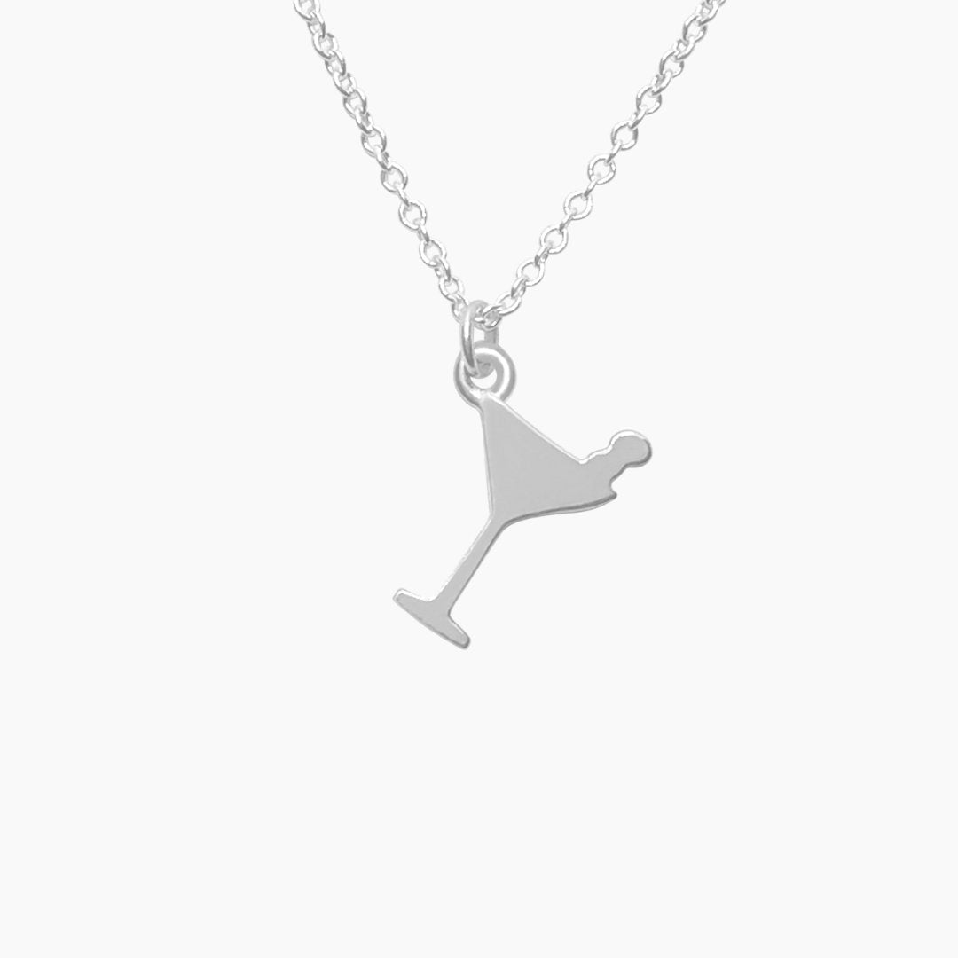 Sterling Silver Dirty Martini Glass Necklace| mazi + zo