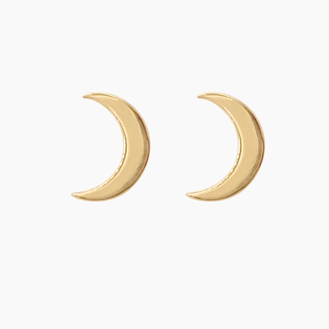 14k Gold Crescent Moon Earrings | mazi + zo jewelry