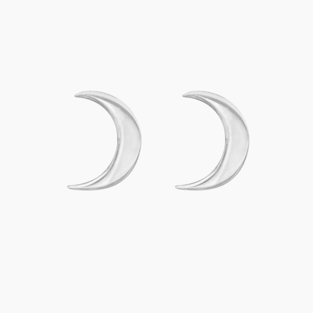 Sterling Silver Crescent Moon Earrings | mazi + zo jewelry