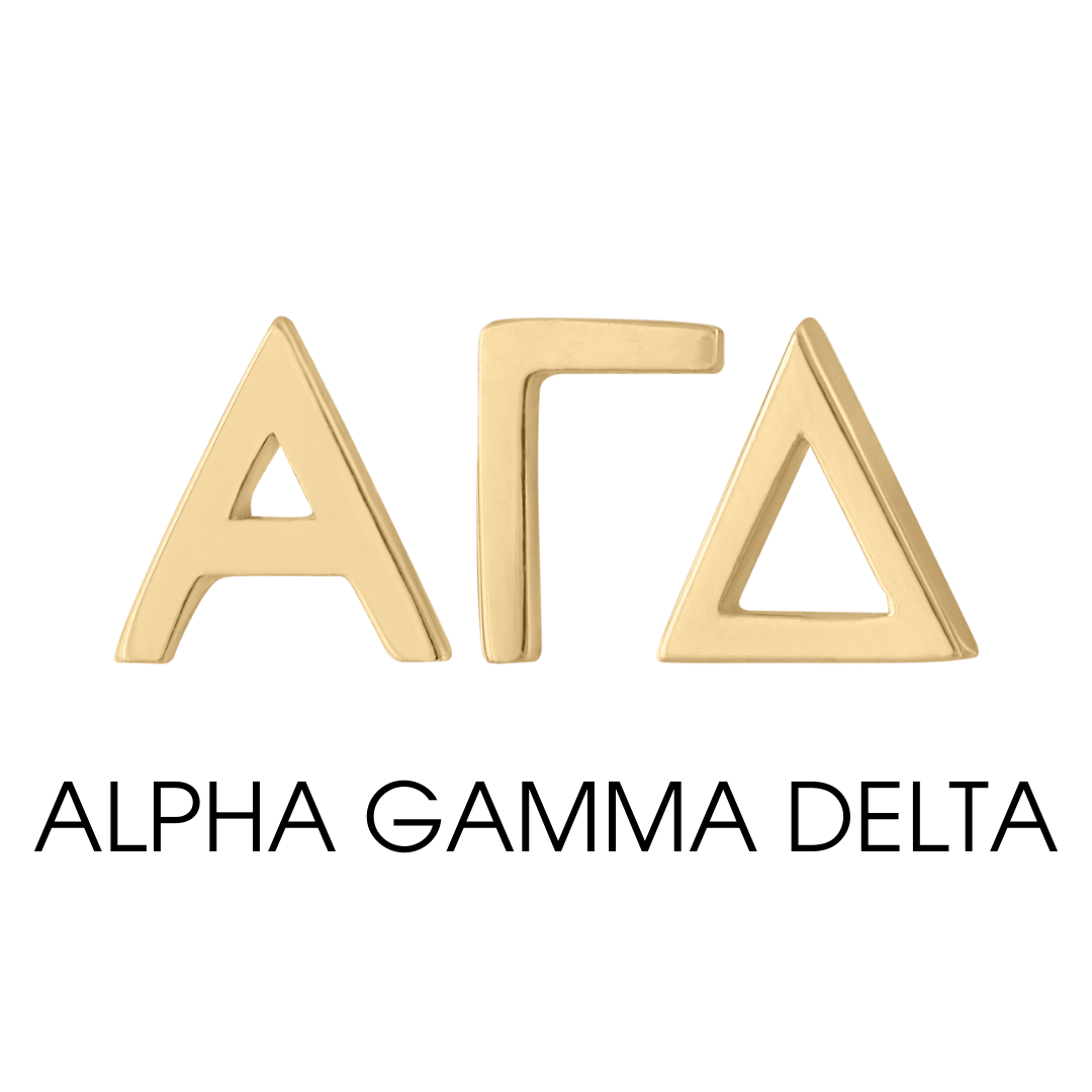 14K gold Alpha Gamma Delta earrings | mazi + zo sorority jewelry