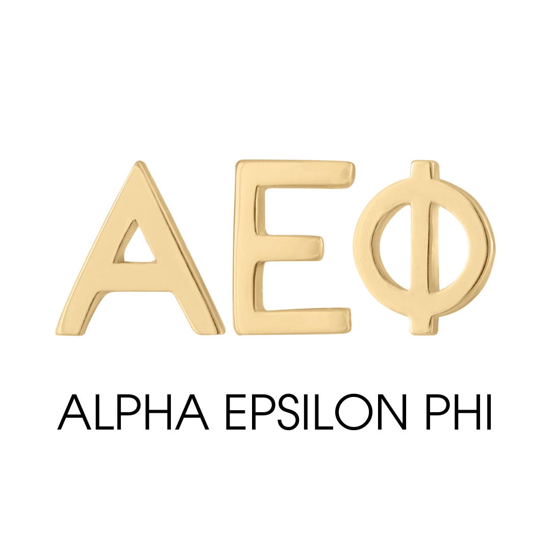 14K gold Alpha Epsilon Phi earrings | mazi + zo sorority jewelry