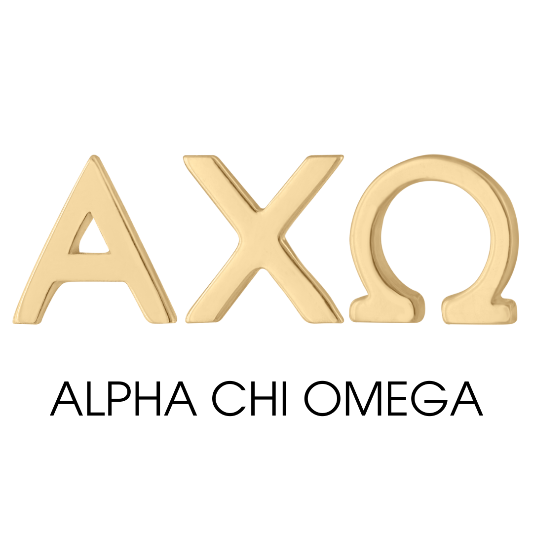 14k Alpha Chi Omega earrings | mazi + zo sorority jewelry