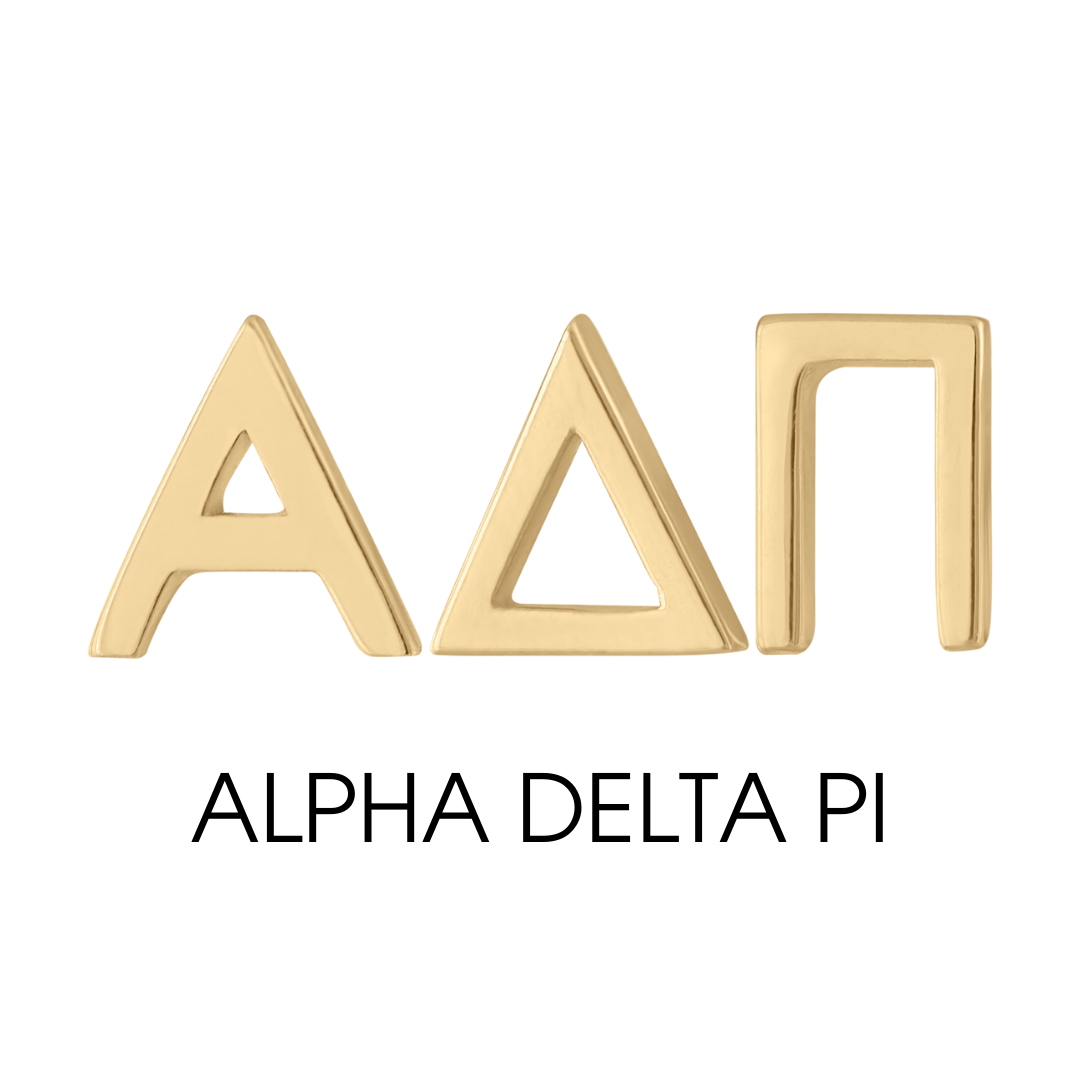 14k Gold Alpha Delta Pi earrings | mazi + zo sorority jewelry