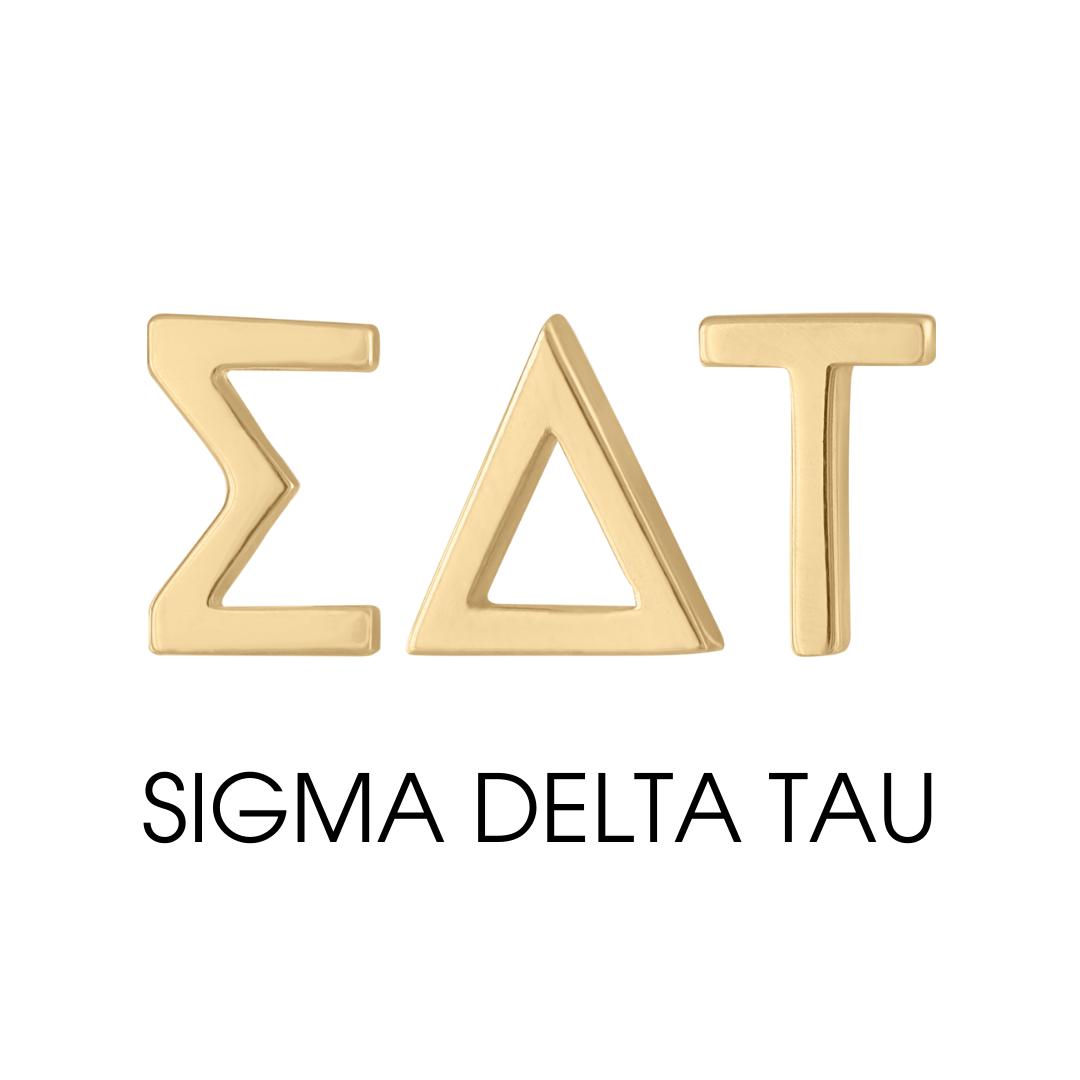 14K gold Sigma Delta Tau Earrings | mazi + zo sorority jewelry