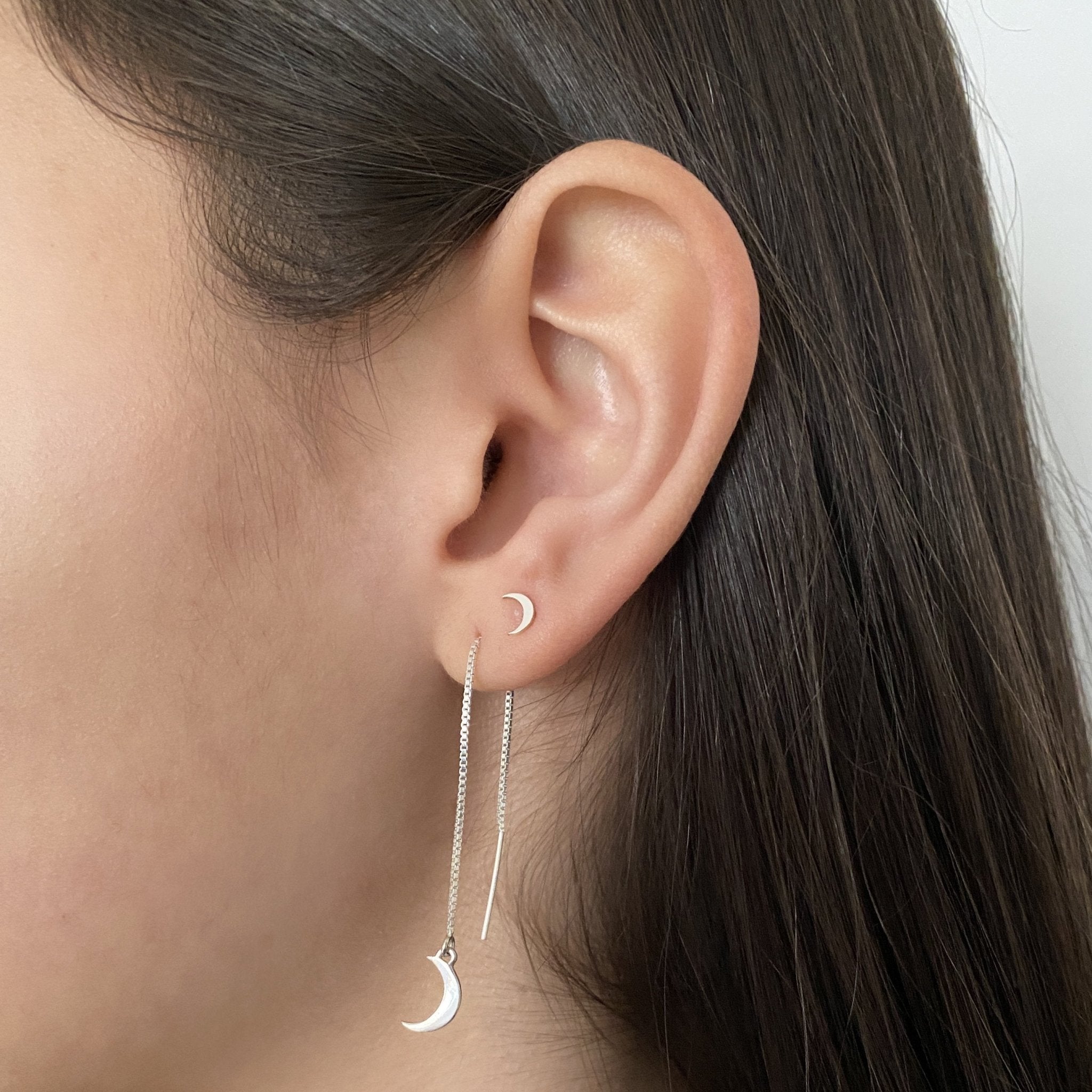 Silver Gamma Phi Beta Crescent Moon Earrings | mazi + zo sorority jewelry