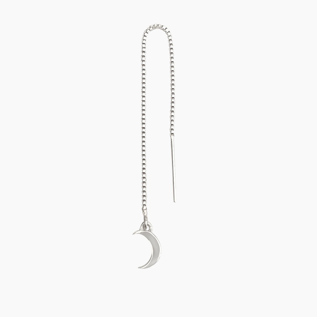 Silver Gamma Phi Beta Crescent Moon Threader Earrings | mazi + zo sorority jewelry