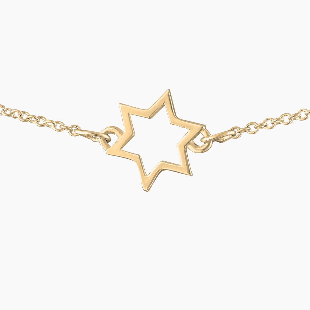 Inline Star of David Necklace in 14k Gold