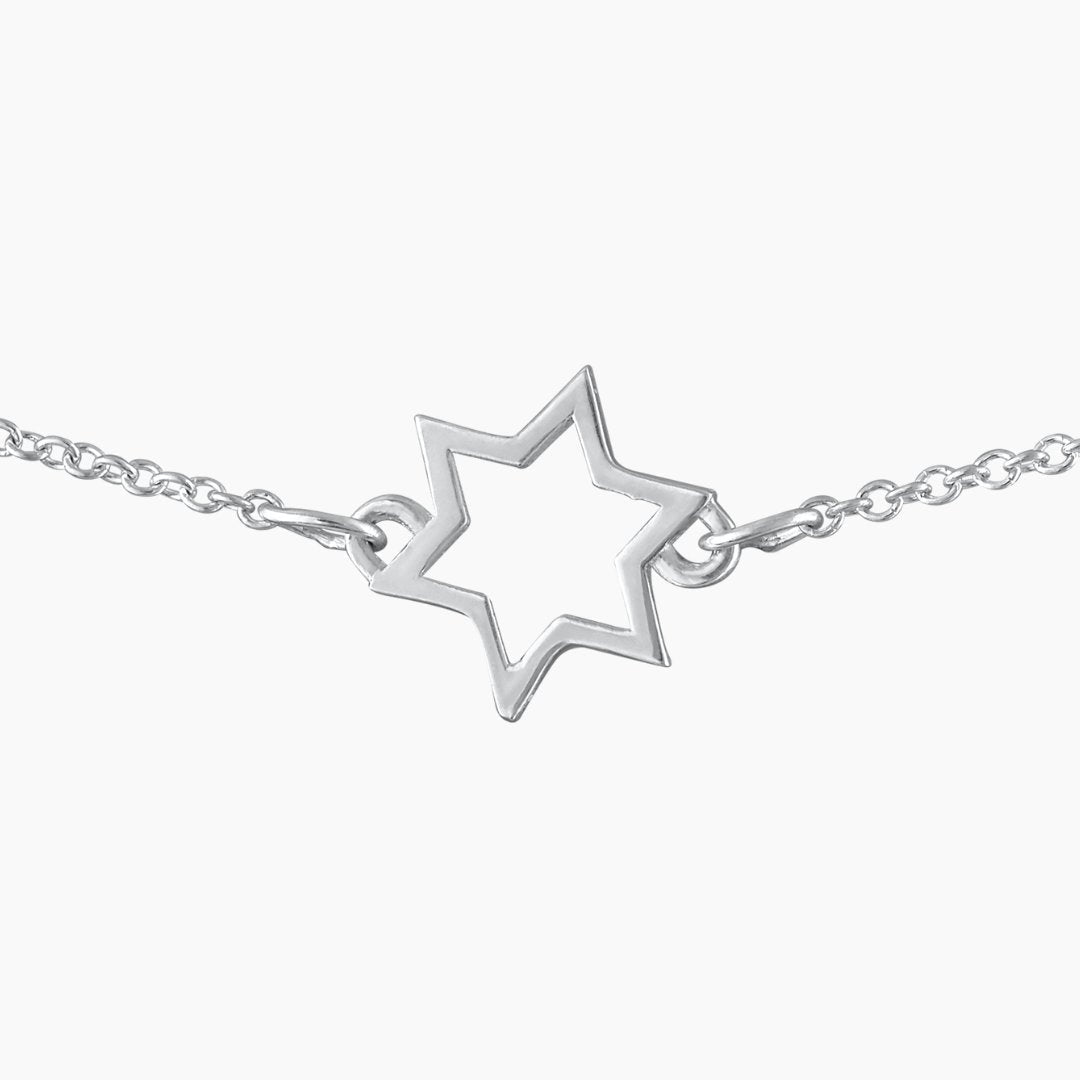 Inline Star of David Necklace in Sterling Silver