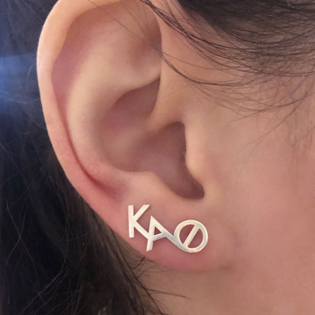 Sterling Silver Kappa Alpha Theta Climber Earring | mazi + zo sorority jewelry