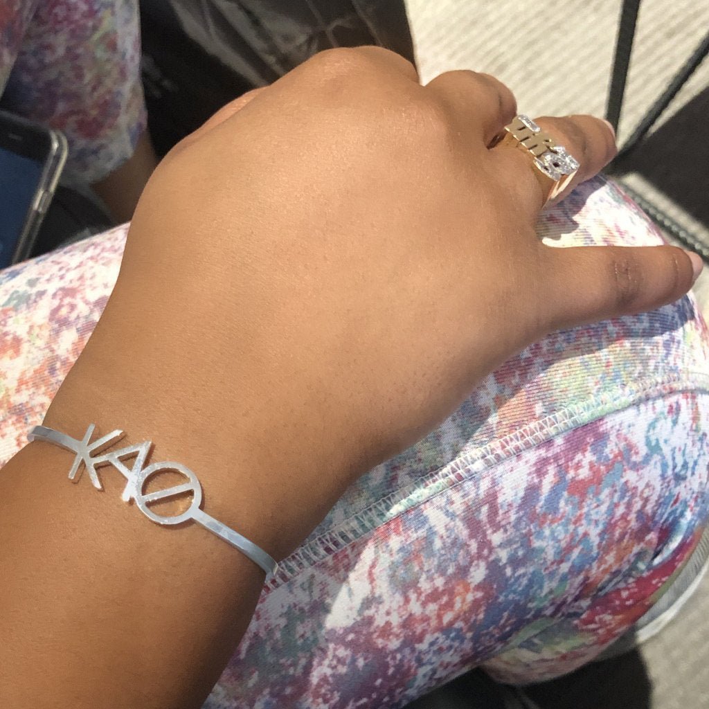Sterling Silver Kappa Alpha Theta Cuff Bracelet | mazi + zo sorority jewelry