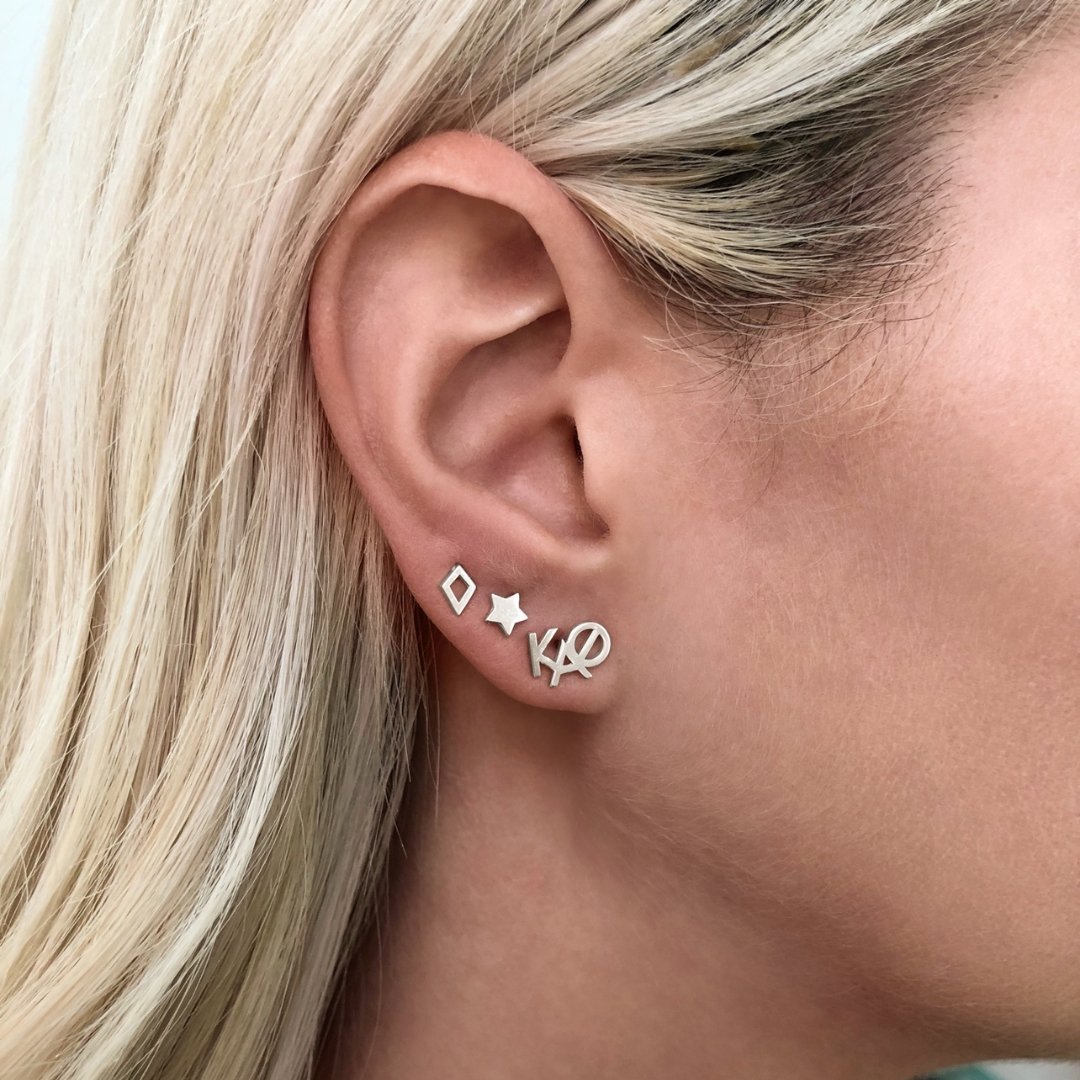Sterling Silver Kappa Alpha Theta Earrings | mazi + zo sorority jewelry