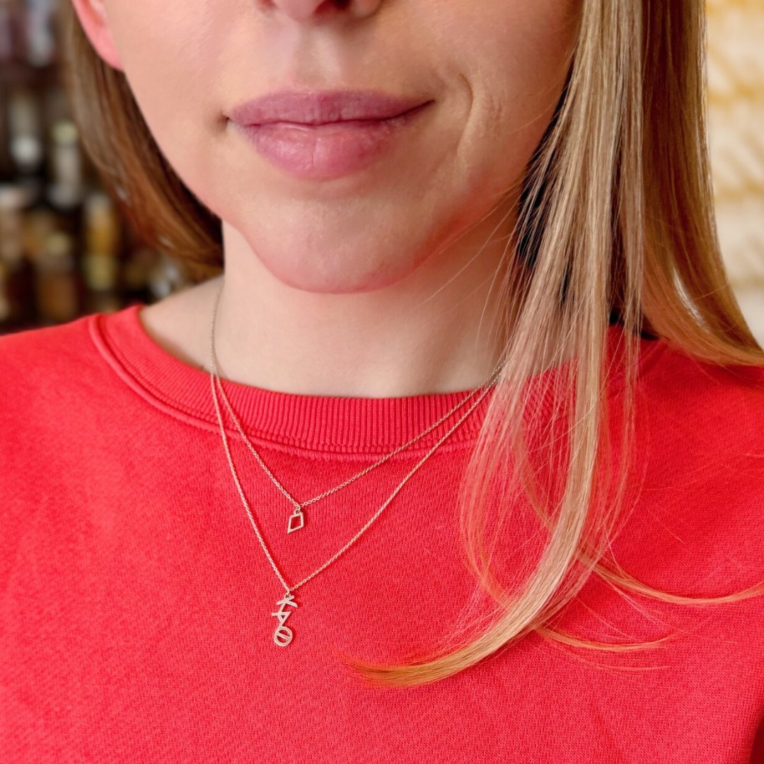 Sterling Silver Kappa Alpha Theta Lavalier Necklace | mazi + zo sorority jewelry