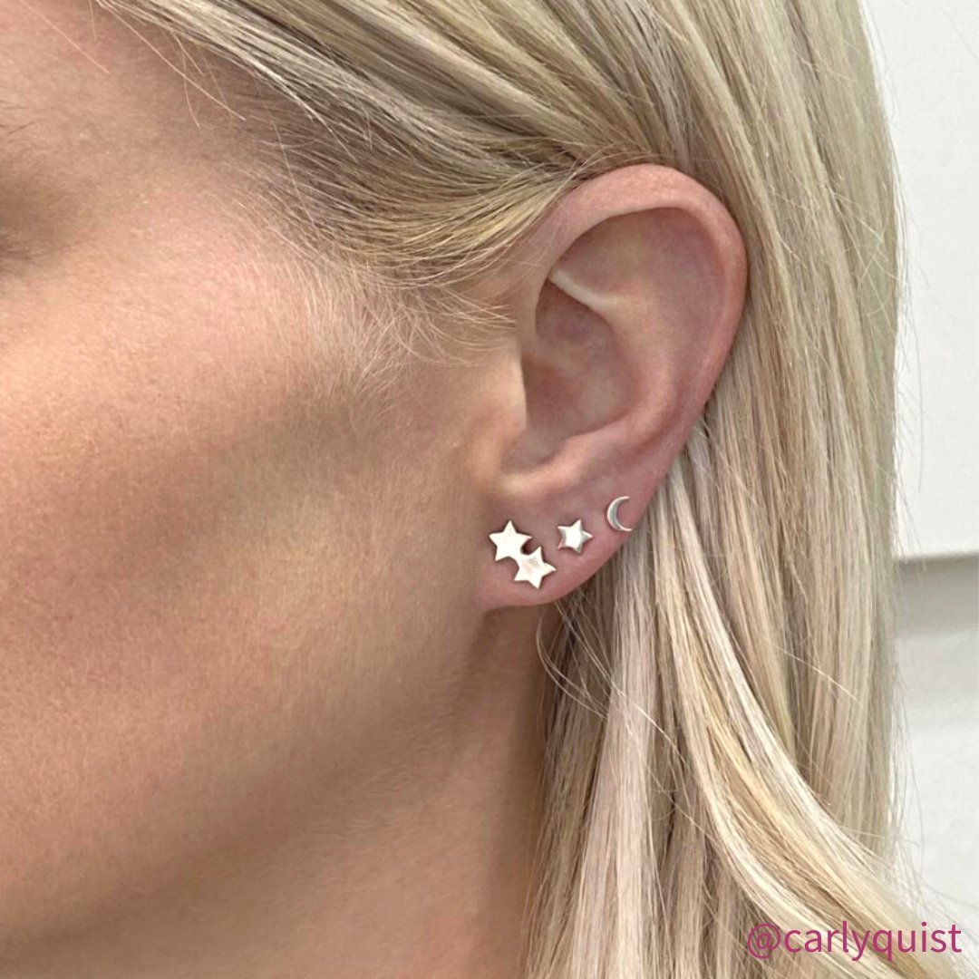 Sterling Silver Double Star Earrings | mazi + zo jewelry