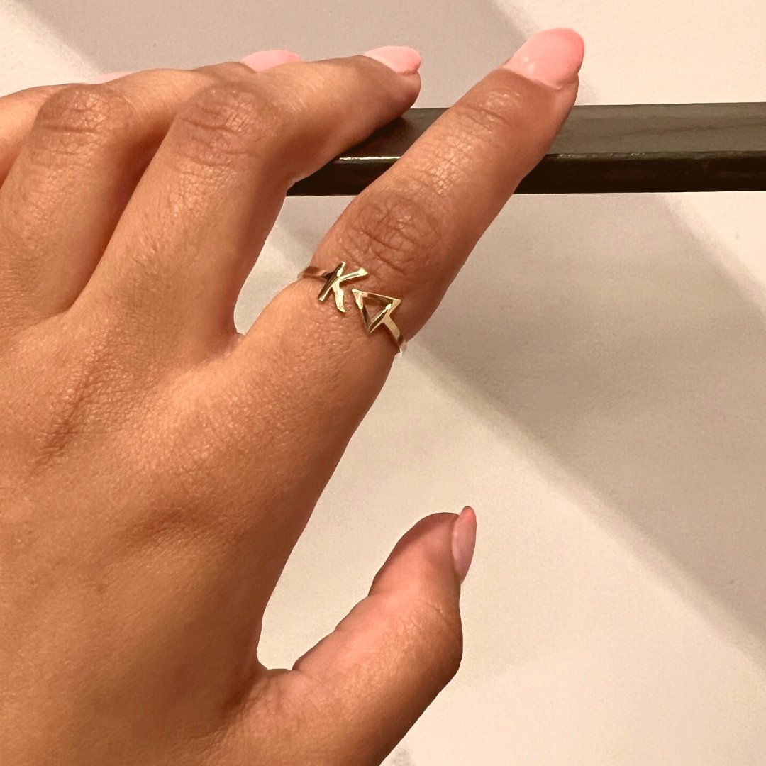 14k Gold Kappa Delta (KD) ring | mazi + zo sorority jewelry