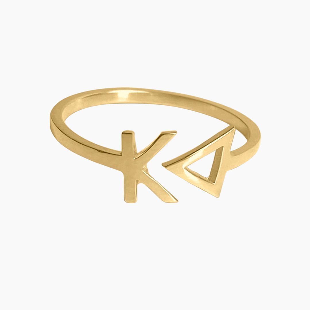 14k Gold Kappa Delta (KD) ring | mazi + zo sorority jewelry